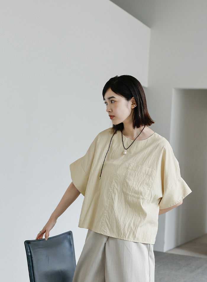 【Et】フロントポケットビッグカフスブラウス【SALE】