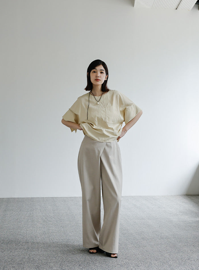 【Et】フロントポケットビッグカフスブラウス【SALE】