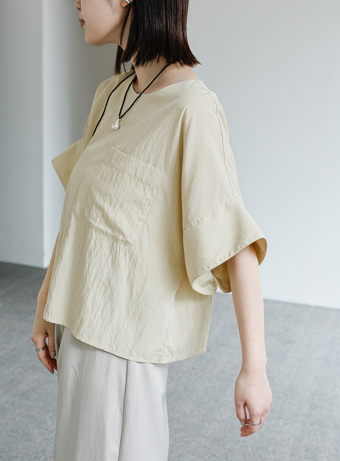 【Et】フロントポケットビッグカフスブラウス【SALE】