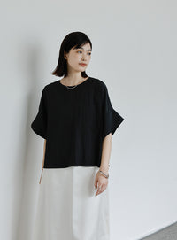 【Et】フロントポケットビッグカフスブラウス【SALE】