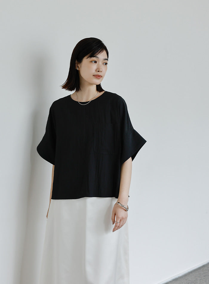 【Et】フロントポケットビッグカフスブラウス【SALE】