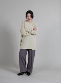 【Et】Tuck Ribbon Key Neck Blouse