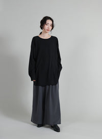 【Et】Tuck Ribbon Key Neck Blouse
