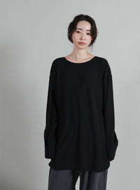 【Et】Tuck Ribbon Key Neck Blouse