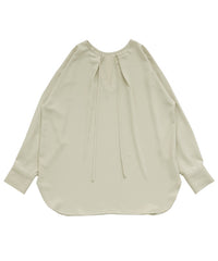 【Et】Tuck Ribbon Key Neck Blouse