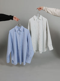 【Et】2Way Striped Oversized Blouse