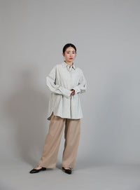 【Et】2Way Striped Oversized Blouse