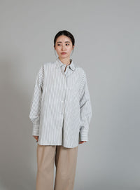 【Et】2Way Striped Oversized Blouse