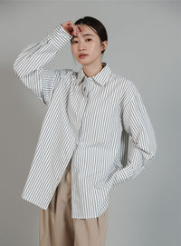 【Et】2Way Striped Oversized Blouse