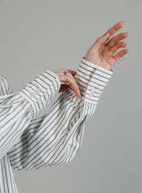 【Et】2Way Striped Oversized Blouse