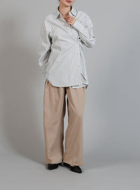 【Et】2Way Striped Oversized Blouse