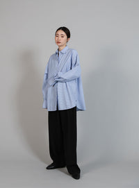 【Et】2Way Striped Oversized Blouse