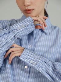 【Et】2Way Striped Oversized Blouse