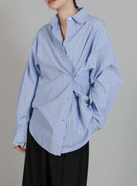 【Et】2Way Striped Oversized Blouse
