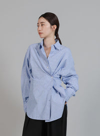 【Et】2Way Striped Oversized Blouse