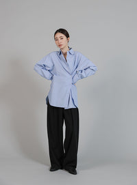 【Et】2Way Striped Oversized Blouse