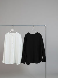 【Et】Button Design Wide Cuff Blouse