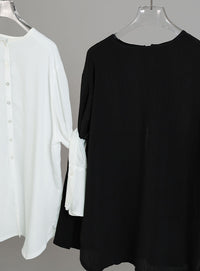 【Et】Button Design Wide Cuff Blouse