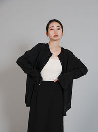 【Et】Button Design Wide Cuff Blouse