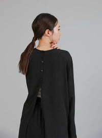 【Et】Button Design Wide Cuff Blouse