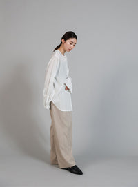 【Et】Button Design Wide Cuff Blouse