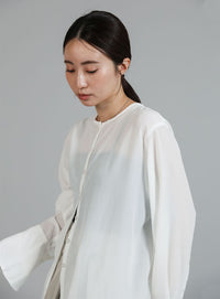 【Et】Button Design Wide Cuff Blouse