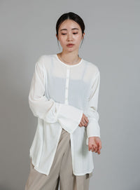 【Et】Button Design Wide Cuff Blouse