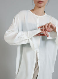 【Et】Button Design Wide Cuff Blouse