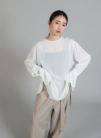 【Et】Button Design Wide Cuff Blouse