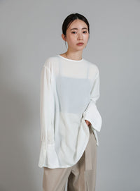 【Et】Button Design Wide Cuff Blouse