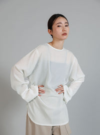 【Et】Button Design Wide Cuff Blouse