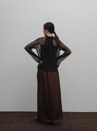 【Et】Sheer Blouse and Scarf Set