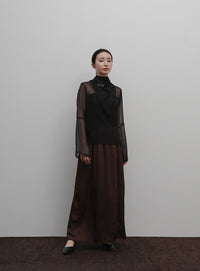 【Et】Sheer Blouse and Scarf Set