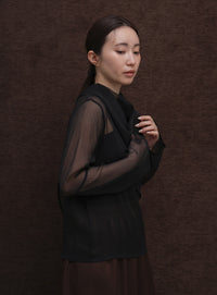 【Et】Sheer Blouse and Scarf Set