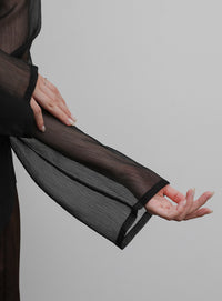 【Et】Sheer Blouse and Scarf Set