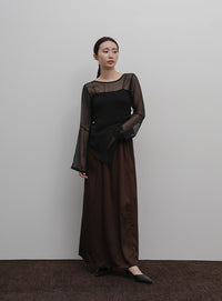 【Et】Sheer Blouse and Scarf Set