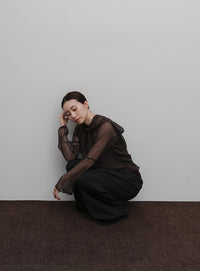 【Et】Sheer Blouse and Scarf Set