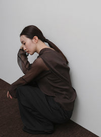 【Et】Sheer Blouse and Scarf Set