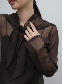 【Et】Sheer Blouse and Scarf Set