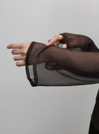 【Et】Sheer Blouse and Scarf Set