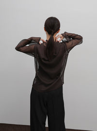 【Et】Sheer Blouse and Scarf Set