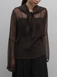 【Et】Sheer Blouse and Scarf Set