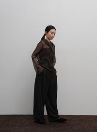 【Et】Sheer Blouse and Scarf Set
