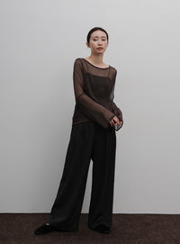 【Et】Sheer Blouse and Scarf Set