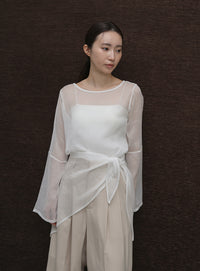 【Et】Sheer Blouse and Scarf Set