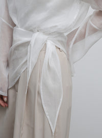 【Et】Sheer Blouse and Scarf Set