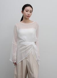 【Et】Sheer Blouse and Scarf Set