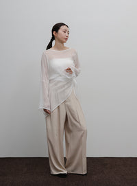 【Et】Sheer Blouse and Scarf Set