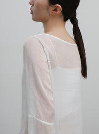 【Et】Sheer Blouse and Scarf Set