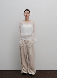 【Et】Sheer Blouse and Scarf Set